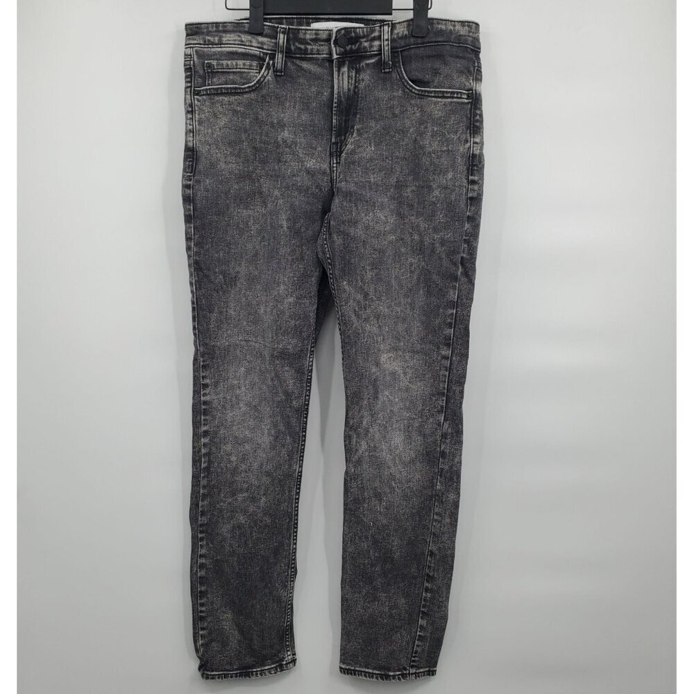 Calvin Klein Slim Denim Pants Jeans Men Size 34 X 32 Gray Acid Wash Cotton